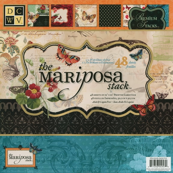 DCWV Mariposa Single-Sided Card Stock, Glitter & Foil Finish, Multicolor