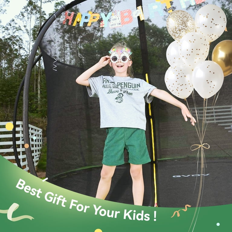 GVDV 10FT Outdoor Trampoline, Backyard Recreational Pumpkin