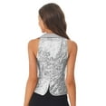 thumbnail image 4 of Hansber Womens Sequin Vest Sparkle Glitter Concert Party Dressy Waistcoat Disco Dance Shiny Jacket Top Silver S, 4 of 6