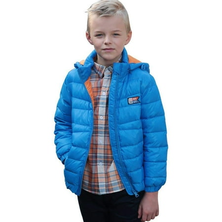 Leo&Lily Big boys Winter Packable Down Jacket Outwear Coat (Blue, 10)
