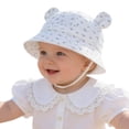 thumbnail image 2 of WUANDIXFA Baby Boy Girl Bear Ears Fisherman Hat Sun Hat Beach Cap Newborn Baby Shower Gift,White,3-12 Months, 2 of 6