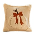 thumbnail image 2 of Fall Decorative Pillows, Pumpkin Throw Pillow Cover, 18x18 in White Plaid Knit Design, Couch Thanksgiving Decor, Ccwuwei, 2 of 5