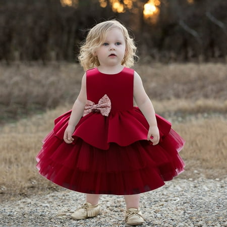 

Leutsin Kids Girls Ruffled Princess Bridesmaid Pageant Gown Birthday Party Wedding Dress