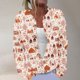 thumbnail image 4 of Cárdigan de mujer, cárdigan de manga larga, ahuecado, color sólido, chaqueta informal, parte superior de poliéster para mujer, 4 of 6