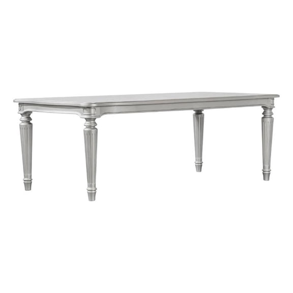 Hixe Dining Table-Silver Wood-Turned Legs-Rectangular 84 Inch Top