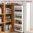 thumbnail image 5 of Lavish Home Slim Rolling Storage Cart On Wheels - 5-Tier Rolling Utility Cart for Bathroom, Kitchen, and Laundry Room Storage- Bathroom Shelves (White), 5 of 10