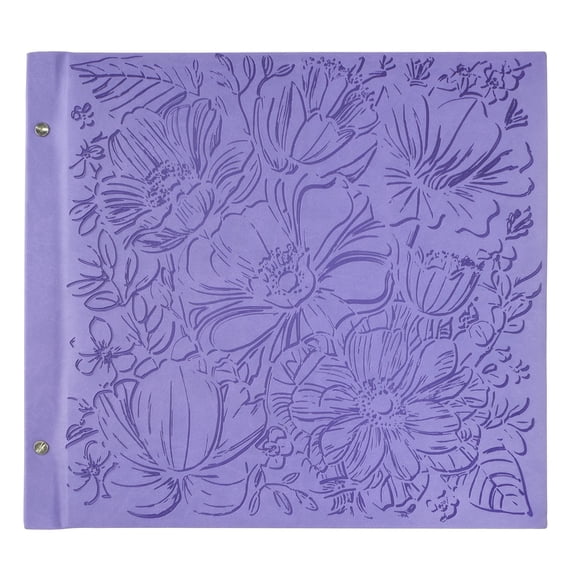 Recollections Scrapbook Album, Embossed Suede Floral Post Bound, Purple, 12" x 12", 10 Sheets, 1-Pack