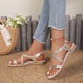 thumbnail image 4 of Rokment Metallic Woven Leather Wedge Flip Flops Stylish Casual Leather Comfortable Low Heel Dressy Sandals with Adjustable Back Strap OTHER Size 6, 4 of 7