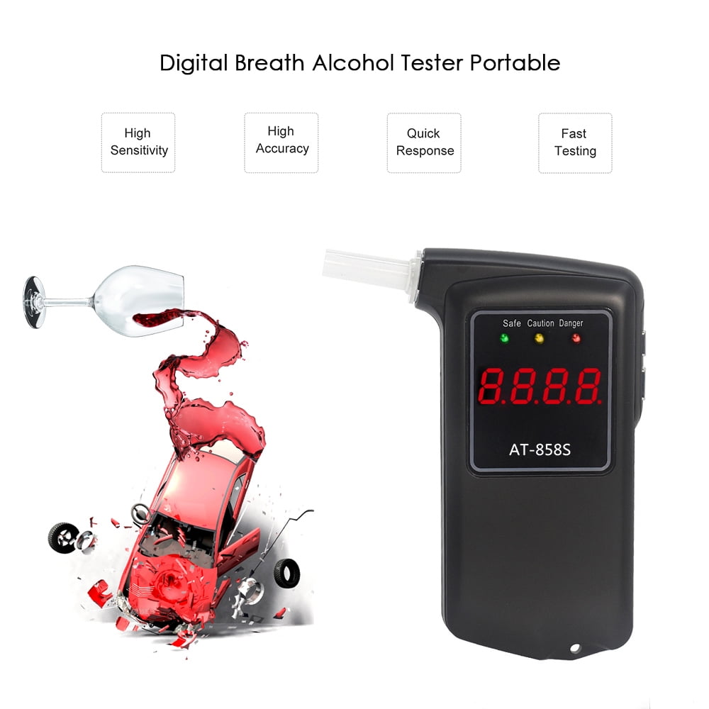iweed Portable Breathalyzer Professional Accurate Breath Alcohol Tester Semi-Conductor Sensor and LCD Display with 5 Mouthpieces 
