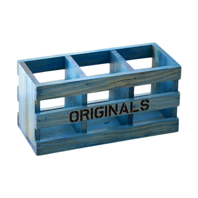 Mesa del soporte de cepillo de maquillaje soporte de control remoto Organizador de escritorio Organizador de lápiz rústico soporte para el cubierro de Azul