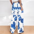 thumbnail image 2 of Women's Wide Leg Palazzo Pants Floral Printed Boho Casual Beach Trousers with Pockets Drawstring Sweatpants (XL, Blue 04), 2 of 4
