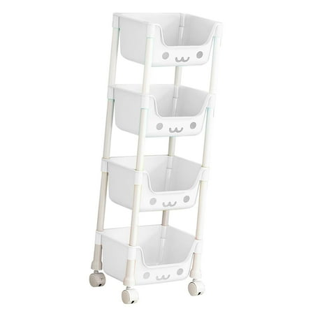 4 Tier Rolling Storage Cart Sturdy Plastic Utility Cart with Wheels for Laundry Room Kitchen Office