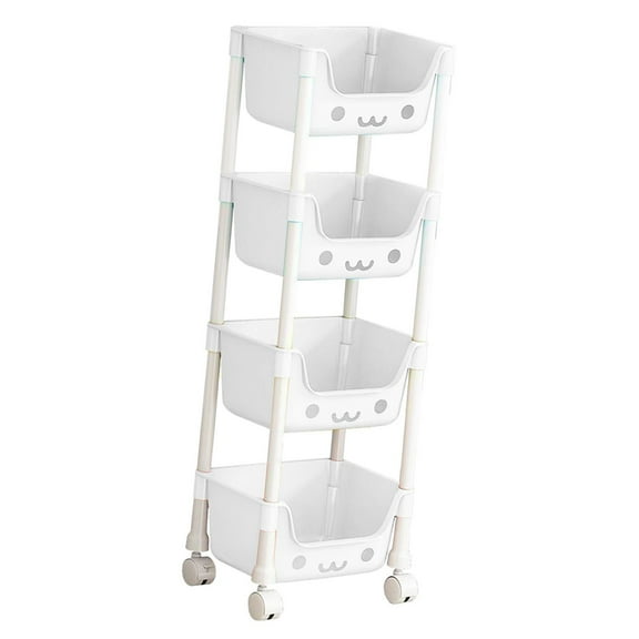 Slim Storage Cart with Wheels 4 Tier Mobile Rack Organizer for Kids Toys Books and Snacks