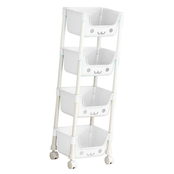 Organizador de juguetes para niños con estante móvil de 4 niveles, 31 x 21 x 98 cm, versátil, resistente, ahorra espacio, cesta profunda, carrito