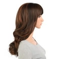 thumbnail image 4 of Onedor Full Head Beautiful Long Curly Wave Stunning Wig Charming Curly Costume Wigs with Fringe (Brown Highlights-8HT1439), 4 of 7