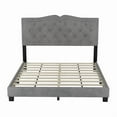 thumbnail image 5 of Duxelifin Upholstered Platform Bed,Queen Size Velvet Fabric Wooden Bed Frame with Rivet Design & Tufted Headboard, Easy Assembly (Gray), 5 of 6