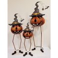 thumbnail image 5 of Set of 3 Tall Long-Legged Witch Hat Metal Jack-O-Lantern Pumpkin Figurines…, 5 of 5