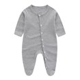 thumbnail image 2 of THDHVS Newborn Sleepers,Baby Girl Clothes,Boys Girls Sleepers Soft Round Neck Footed Bodysuit for Newborn Gray 9-12 Months, 2 of 3