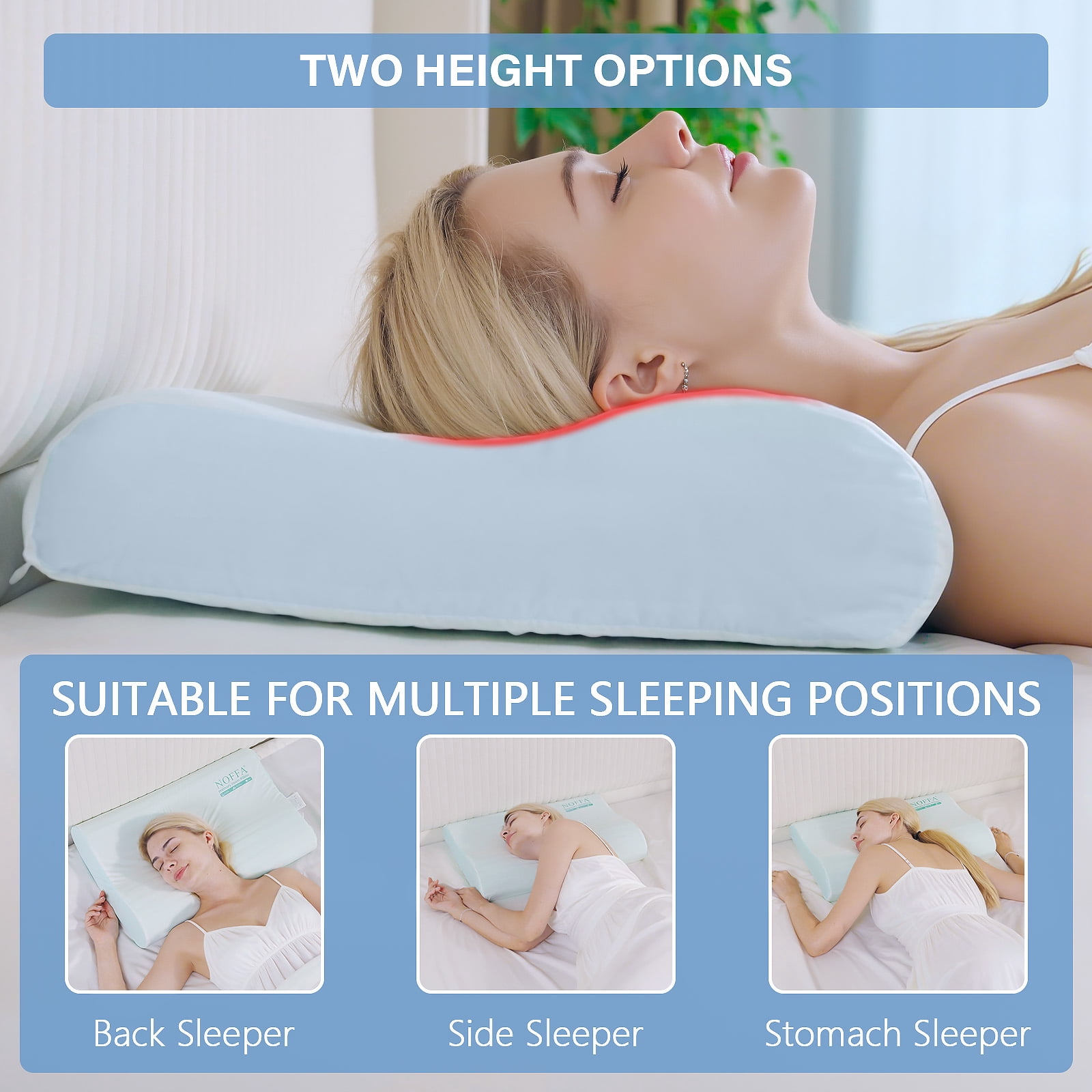 Cervical Neck Pillow for Neck Pain Relief, Cooling Contour Memory Foam Pillows, Shoulder Pain Relief, Medium Soft