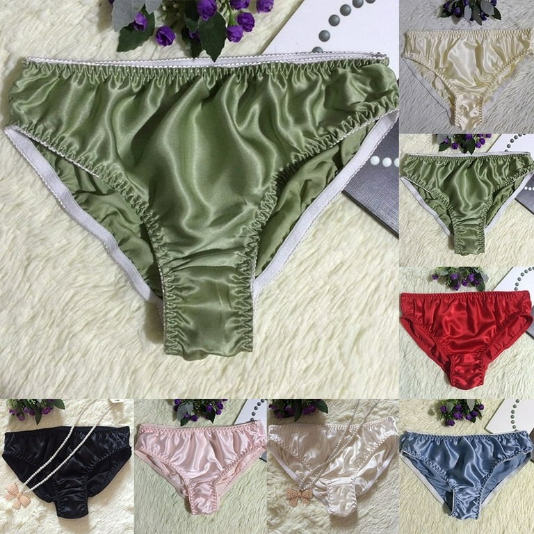 Silksilky Lace Trim Silk Panties for Women Breathable Ladies