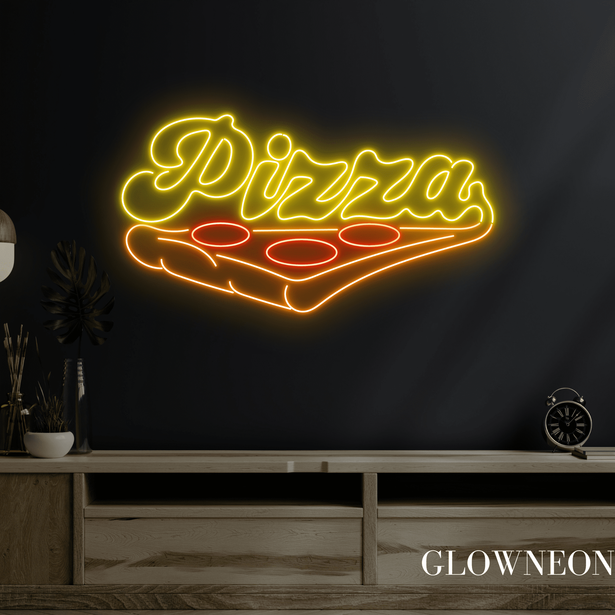 Glowneon Pizza Neon Sign, Pizzeria Open Led Sign, Italian Food Light
