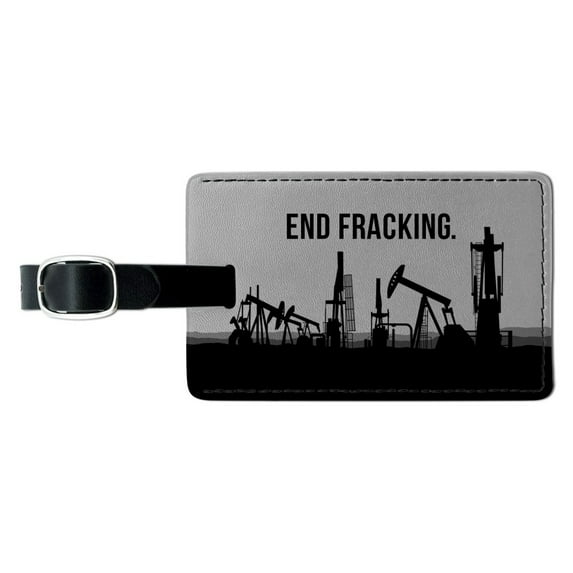 End Fracking Big Oil Drilling Rectangle Leather Luggage Card Suitcase Carry-On ID Tag