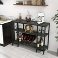 thumbnail image 2 of Costway  Cabinet Bar Table Rack Table for Drinks Glasses with Power Outlets Grey, 2 of 10