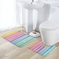 thumbnail image 5 of Watercolor Stripes Pattern Bathroom Rugs Set 2 Pieces, Bathroom Set - Quick Drying Bath Mat And U-Shaped Toilet Rug, Water Absorbent Bath Carpet For Bedroom Floor Living Room, Machine Washable, 5 of 6