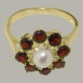 thumbnail image 5 of LBG British Made 10k Yellow Gold Cultured Pearl & Garnet Womens Promise Ring - 33 size options - Size 9.5, 5 of 6