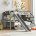 thumbnail image 2 of Twin over Twin Bunk Bed with Storage Staircase, Slide and Drawers, Desk with Drawers and Shelves, Gray 11AAE, 2 of 9