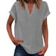thumbnail image 1 of Camiseta sin mangas de verano para mujer, corte holgado, cuello en V plisado, sin mangas, bajo curvo, fluida, 1 of 5