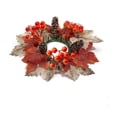 thumbnail image 2 of Bcylexb Fall Table Wreaths, 10.2" Artificial Maple Leaves Candle Ring Wreaths Halloween Thanksgiving Decorations for Table Centerpieces Party Kitchen, 2 of 6
