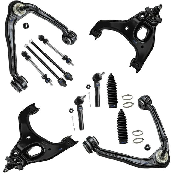 12pc Suspension complete Kit for Chevrolet Silverado GMC Sierra 1500 1999-2006, 4 Control Arms w/Ball Joint 2 Sway Bars 4 Tie Rods 2 Boots