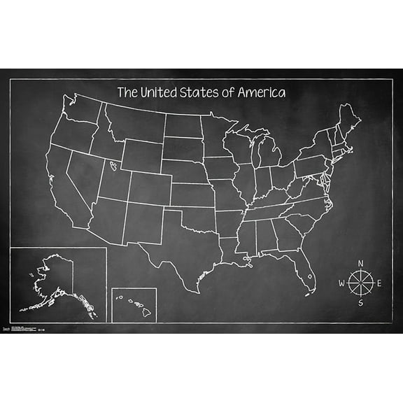 Chalk Map - USA Wall Poster, 22.375" x 34"