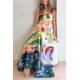 thumbnail image 4 of Vestido maxi bodycon floral para mujer 2024 Boho Flowy Salir Slip Dress Graffiti Spaghet, 4 of 5
