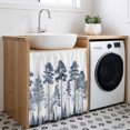 thumbnail image 3 of Navy Blue Botanical Cabinet Curtain 35"Wx35"L, Dustproof Under Sink Skirt with Self Adhesive Tape, Watercolor Tree Cabinet Curtain Cover for Kitchen Sink, Bathroom Vanity, Laundry Room, 3 of 9