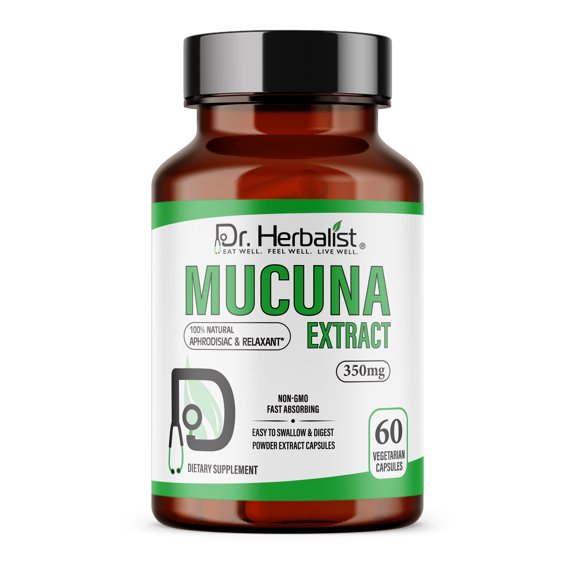 Dr. Herbalist Mucuna Extract 350mg - 60 Capsules| Non-GMO | Fasting Absorbing | Vegetarian