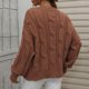 thumbnail image 3 of Gibobby Suéter de Cuello Redondo para Mujer, Suéter de cachemira 100 % lana sólida para mujer, cuello redondo, para otoño e invierno(Marrón,CH), 3 of 5