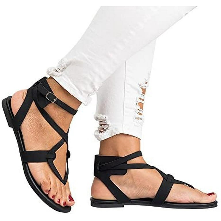 Thin strappy flat sandals hot sale