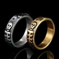 thumbnail image 2 of Unique skull Ring For Men 14K Yellow Gold Trendy men's retro style men with stars punk Gift Jewelry, 2 of 6
