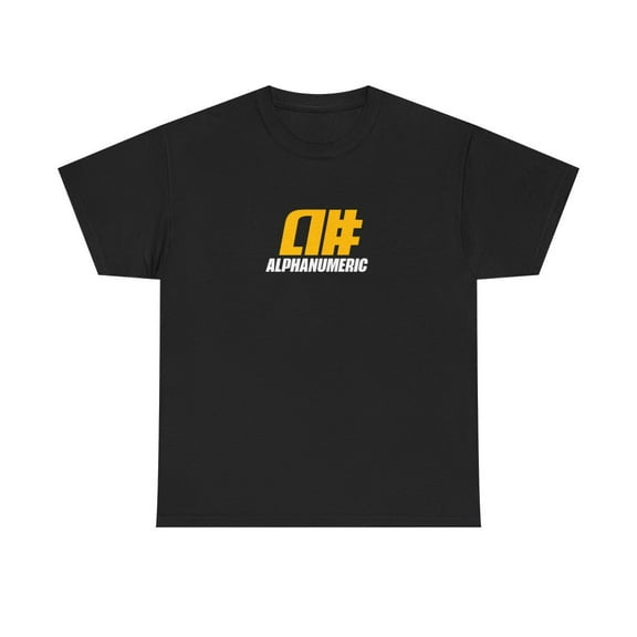 alphanumeric skateboards a# 1998 Vintage Logo Yellow Classic Skate TShirt Print - Black / M