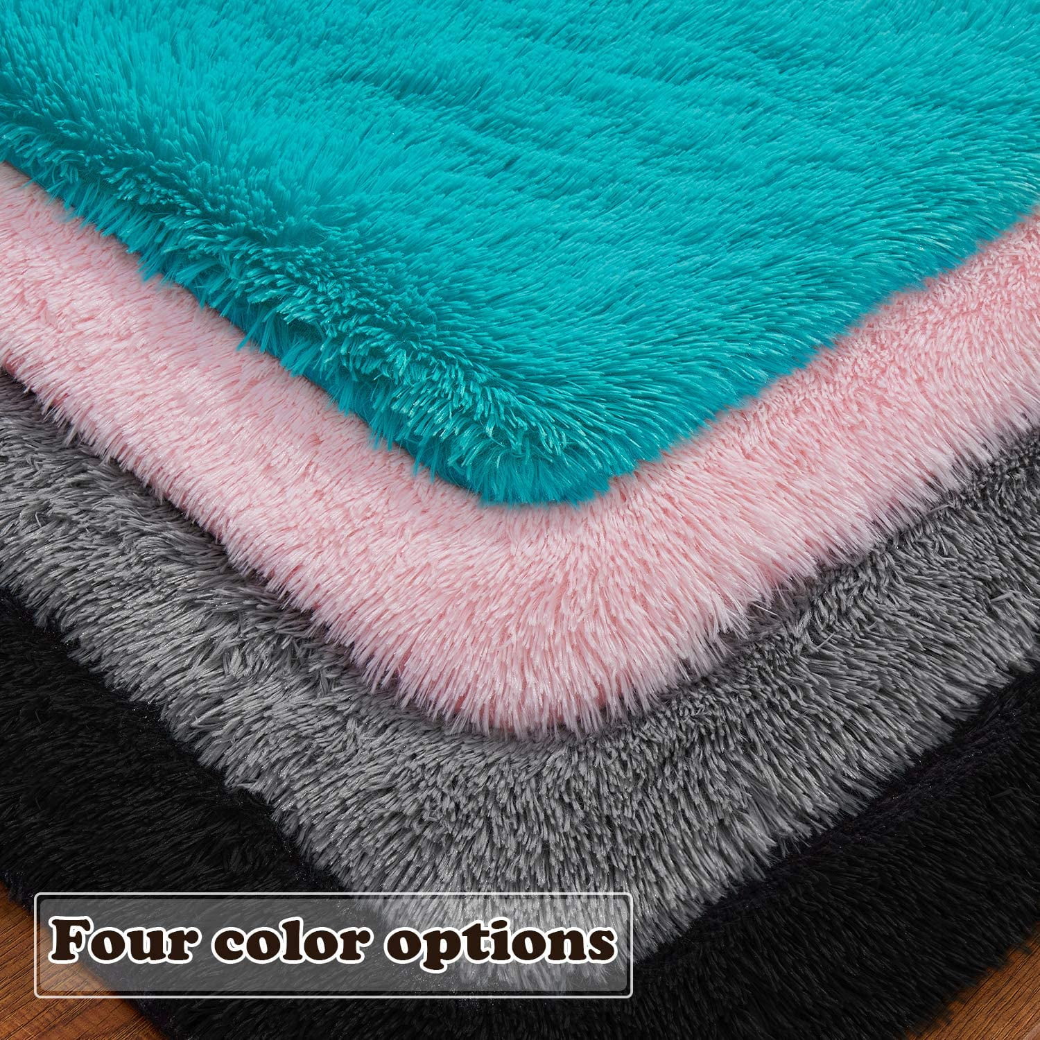 Lochas Soft Shag Carpet Fluffy Rug for Living Room Bedroom Big Area Rugs Floor Mat Home Decor,4'X6',Black