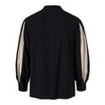 thumbnail image 3 of Mens T-shirts Men's Casual Loose Fit Stand Collar Shirt With Tie Detail Color Block Design For Daily Wear Comfortable Non Stretch Fabric All Season Mod Bod Tops Long Sleeve Shirt Men Black 3XL, 3 of 6