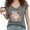 1-Dark Gray, variant on Women's Retro Checkered Smiley Face V-Neck Sleeveless T-Shirt Blue Fashion Casual Top