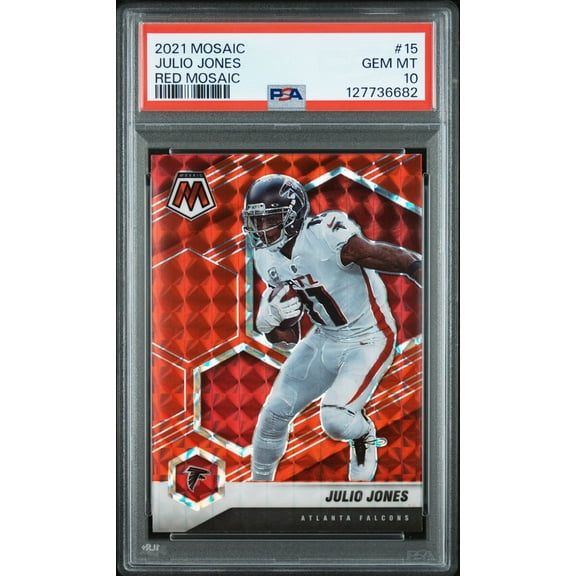 Julio Jones 2021 Panini Mosaic Red Football Card #15 Graded PSA 10 Cert # 127736682