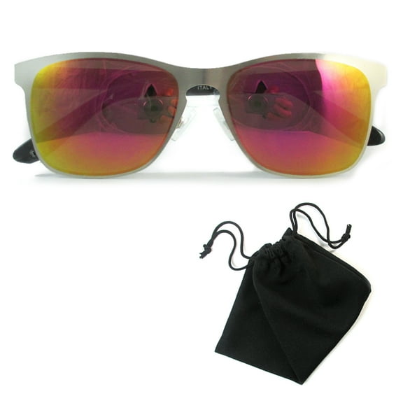 Men Women Retro Vintage Mirror Sunglasses Sports Driving Classic Frame Pink Lens