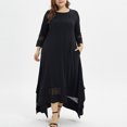 thumbnail image 3 of Homenesgenics Womens Dresses Plus Size 3xl Fashion Women Plus Size Solid O-Neck Three Quarter Sleeve Muslim Long Dress, 3 of 8