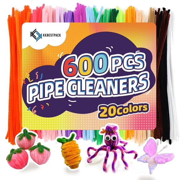 600PCS Pipe Cleaners Craft, Pipe Cleaners Bulk for Arts and Crafts Supplies Multi-Color Chenille Stems DIY Project Room Decor,Christmas Decorations Creative Toys Gift (20colors)