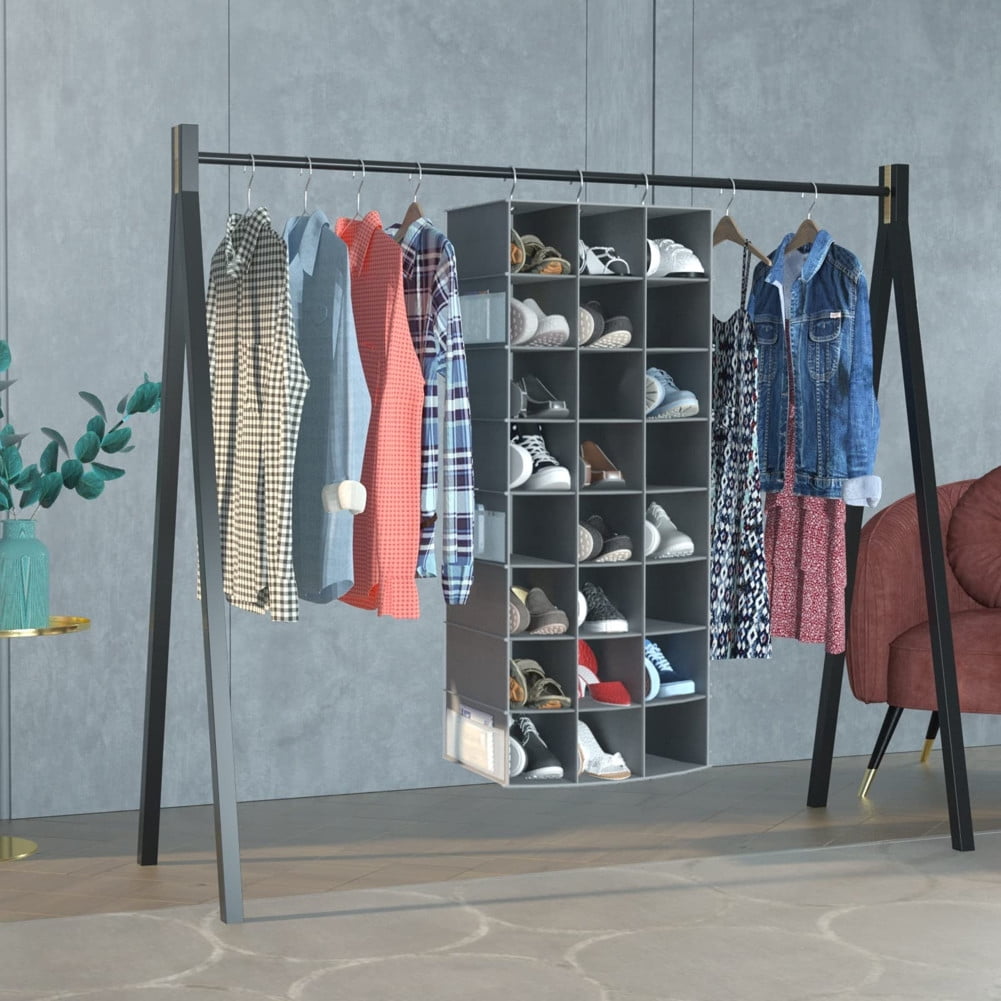 coastal rose Hanging Shoe Organizer for Closet, 24 Sections Shoe Holder Hanger Rack, Space-saving Shoe Organizers and Storage