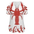 thumbnail image 4 of Hand Drawn Lobster Logo Womens Summer V Neck Zipper Top Short Sleeve T Shirt Off Shoulder Top Casual Classy Loose Shirts, 4 of 7